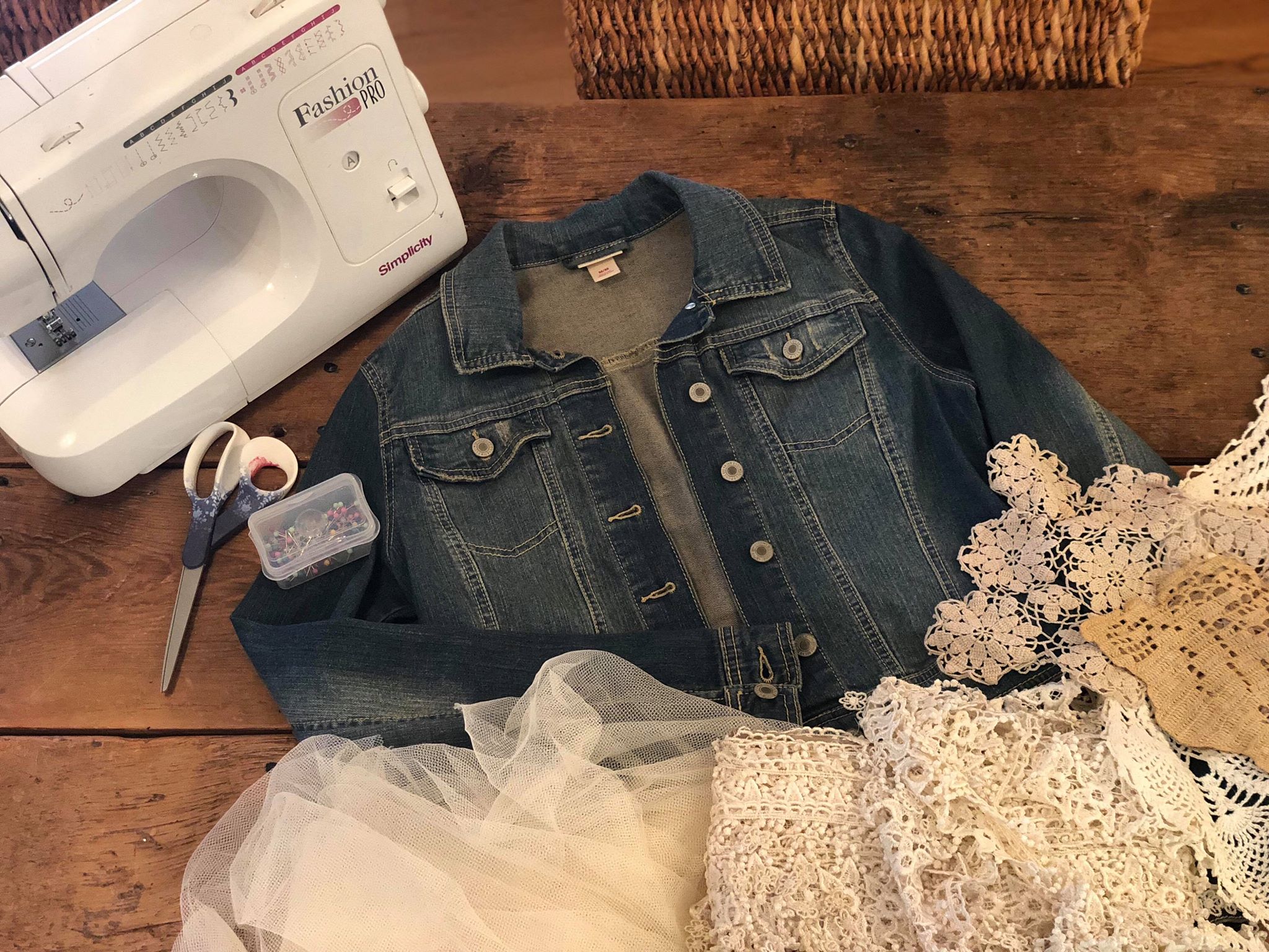 Hand Crafted Unique Lace Denim Jacket - The Shabby Tree