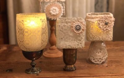 DIY unique lace candle holders
