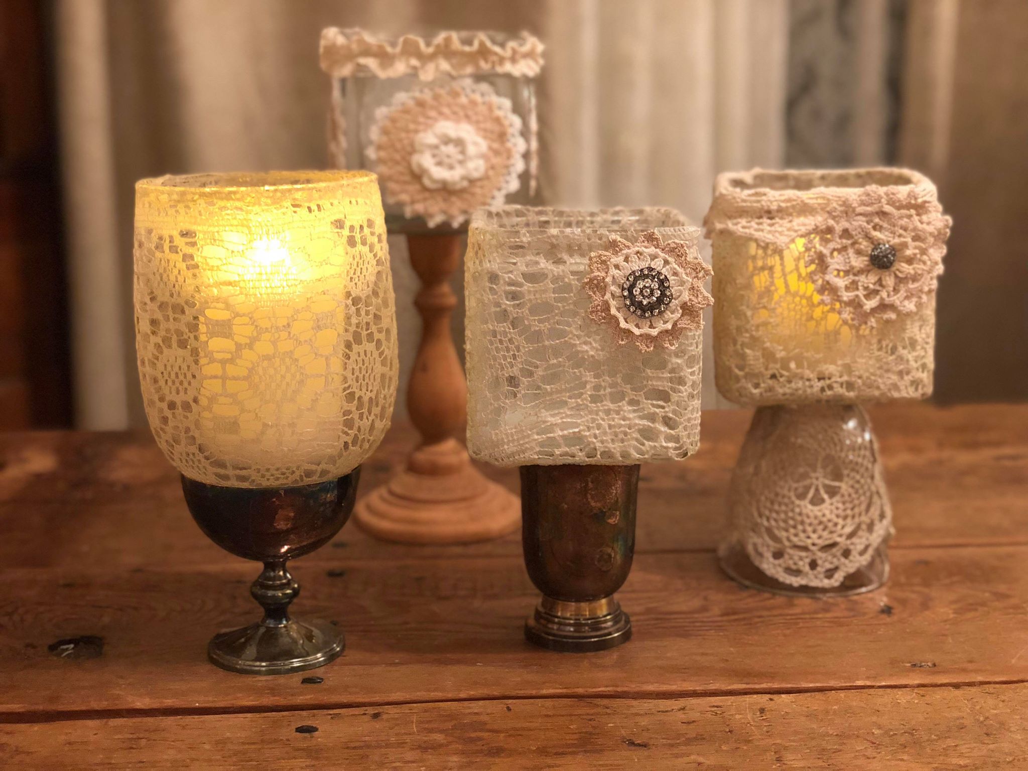 DIY Black Lace Candle Holders - The Sweetest Occasion