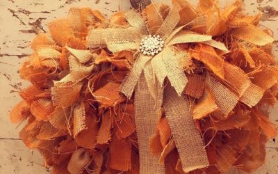 DIY Dollar Tree Rag Pumpkin Wreath