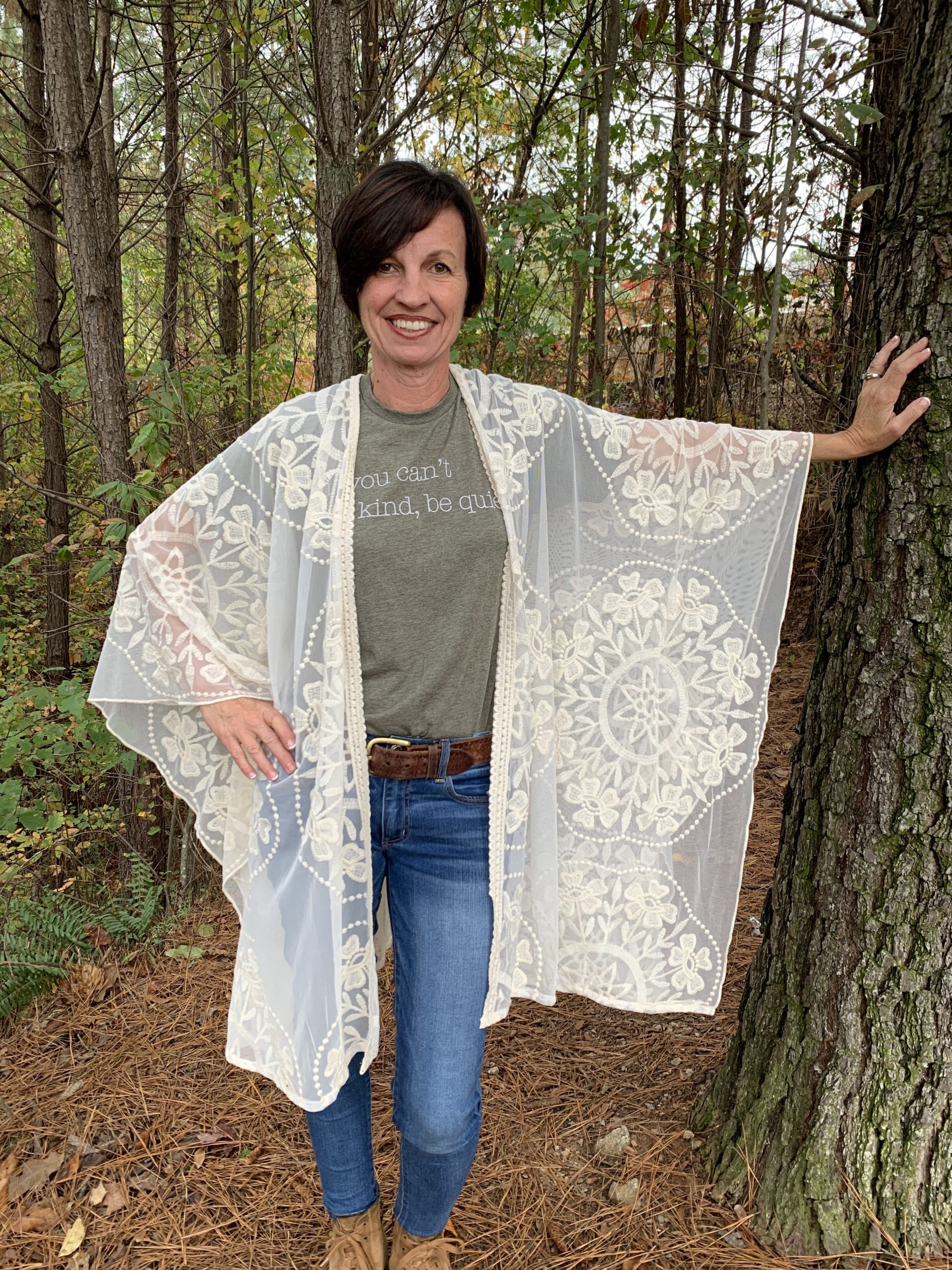 High Low Cream Lace Kimono The Shabby Tree