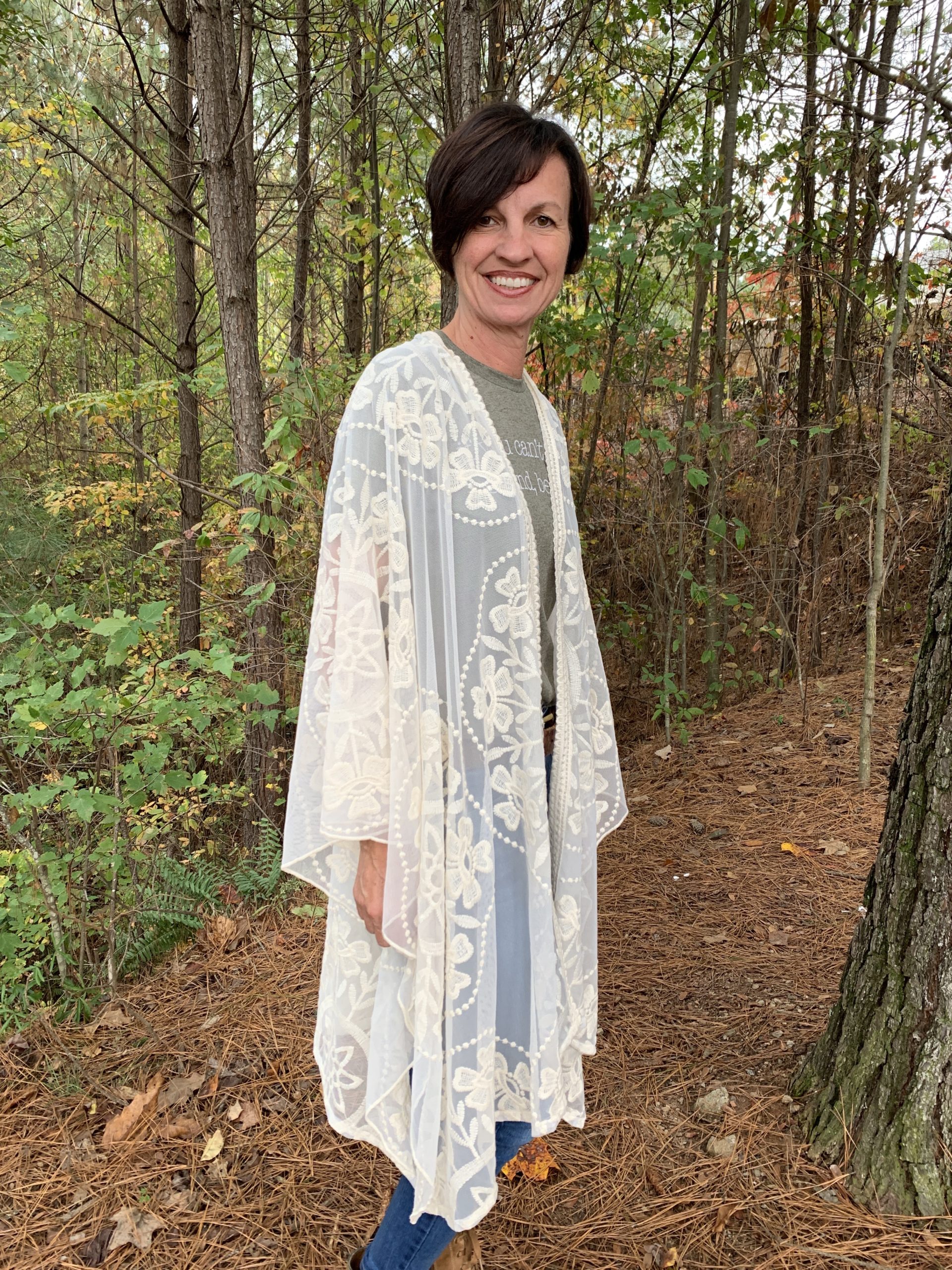 High Low Cream Lace Kimono The Shabby Tree