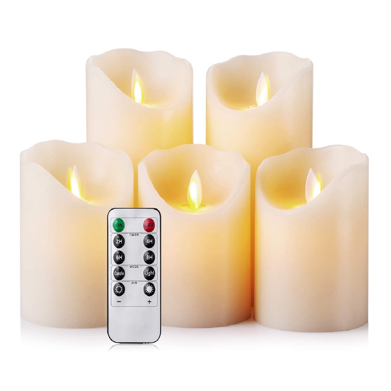 4 5 6 Set Remote/Timer kingleder Battery Operated Pillar Candles,Color Changing Realistic Flickering LED Candle for Hanukkah Decorations,Christmas Decorations,Wall Sconces,Fireplace Decoration 