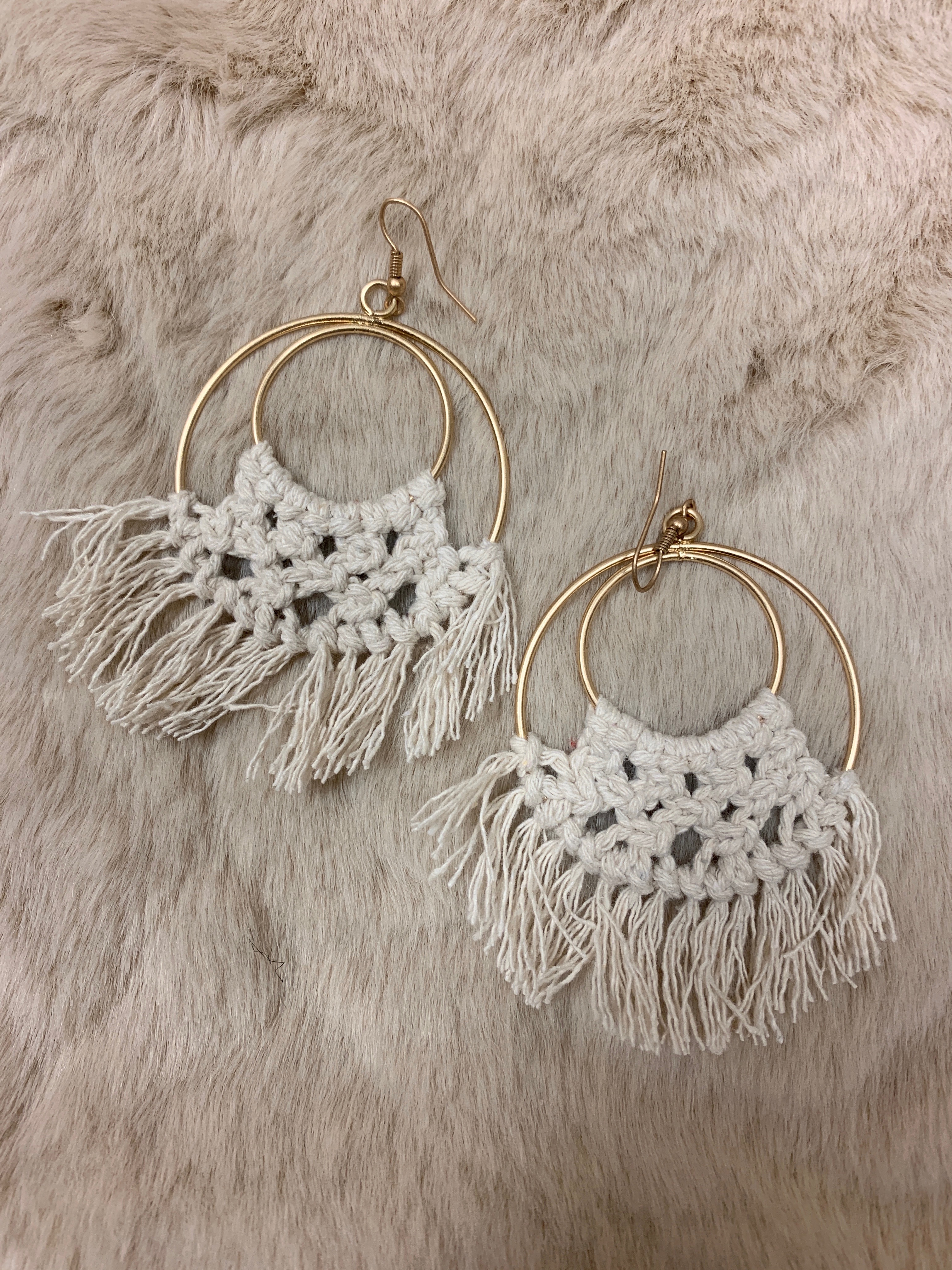 Thread Fringe Circle Earrings The Shabby Tree