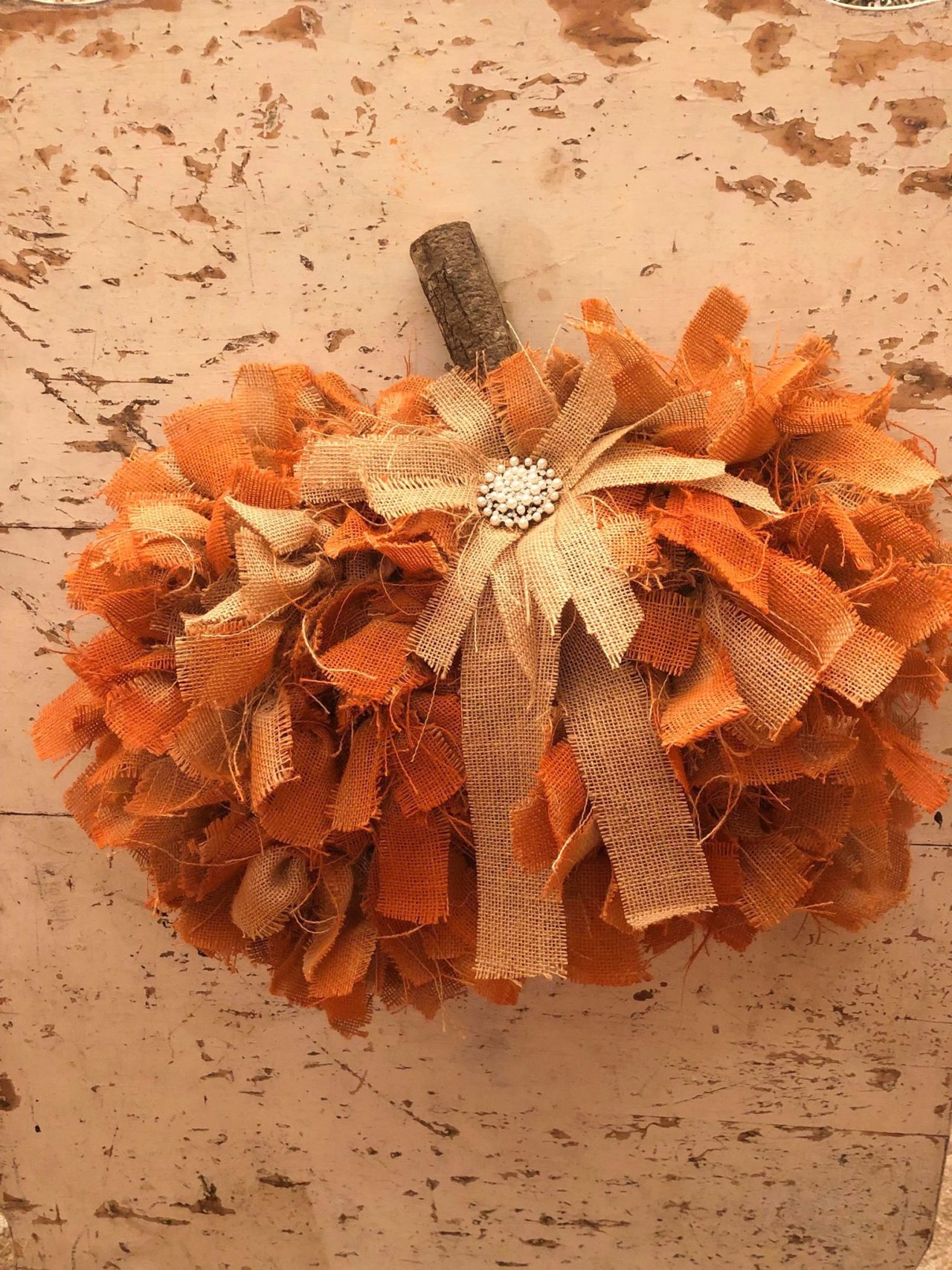 Diy Dollar Tree Rag Pumpkin Wreath The Shabby Tree 0813