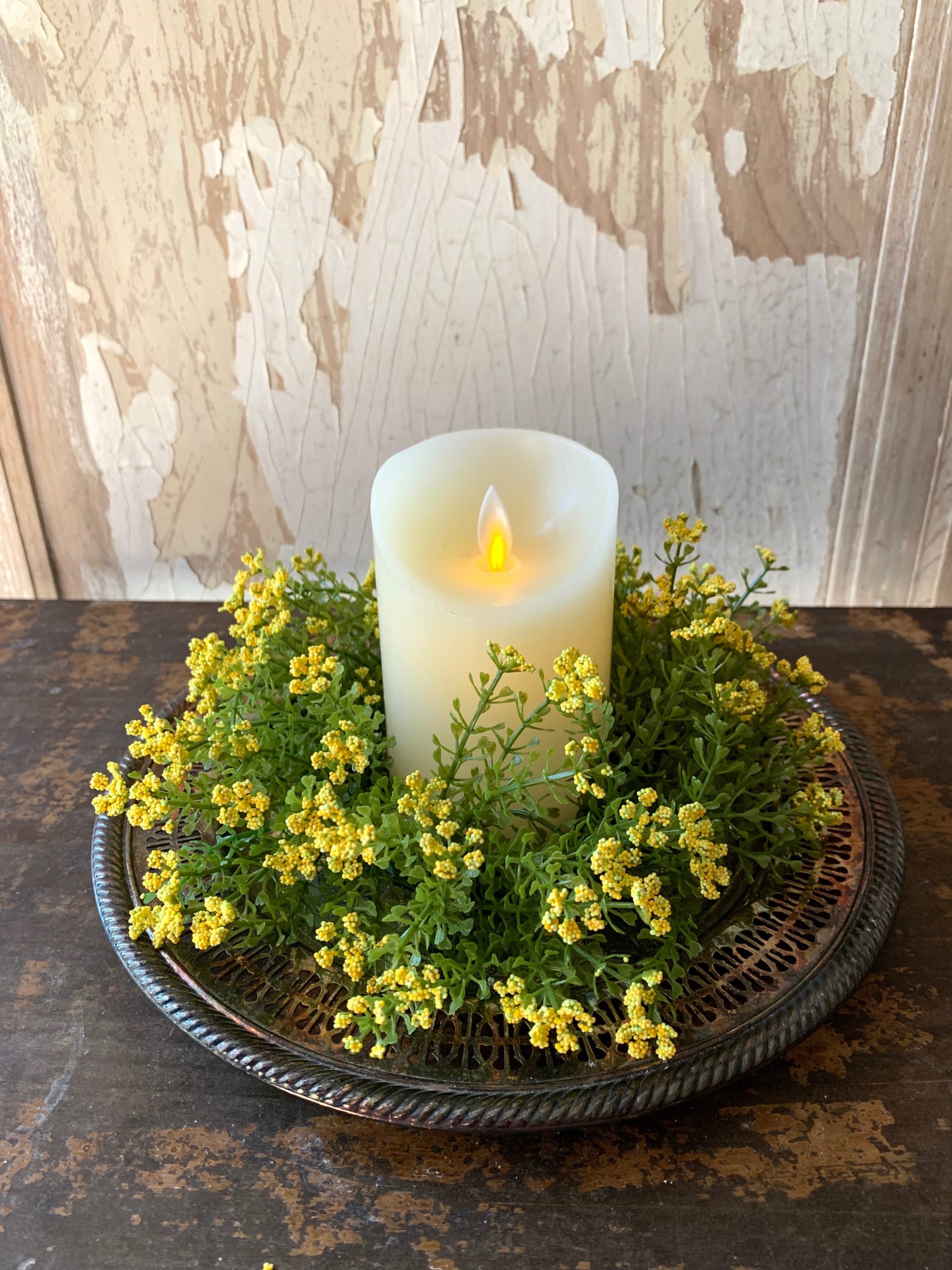 Yellow Astilbe Candle Ring - The Shabby Tree