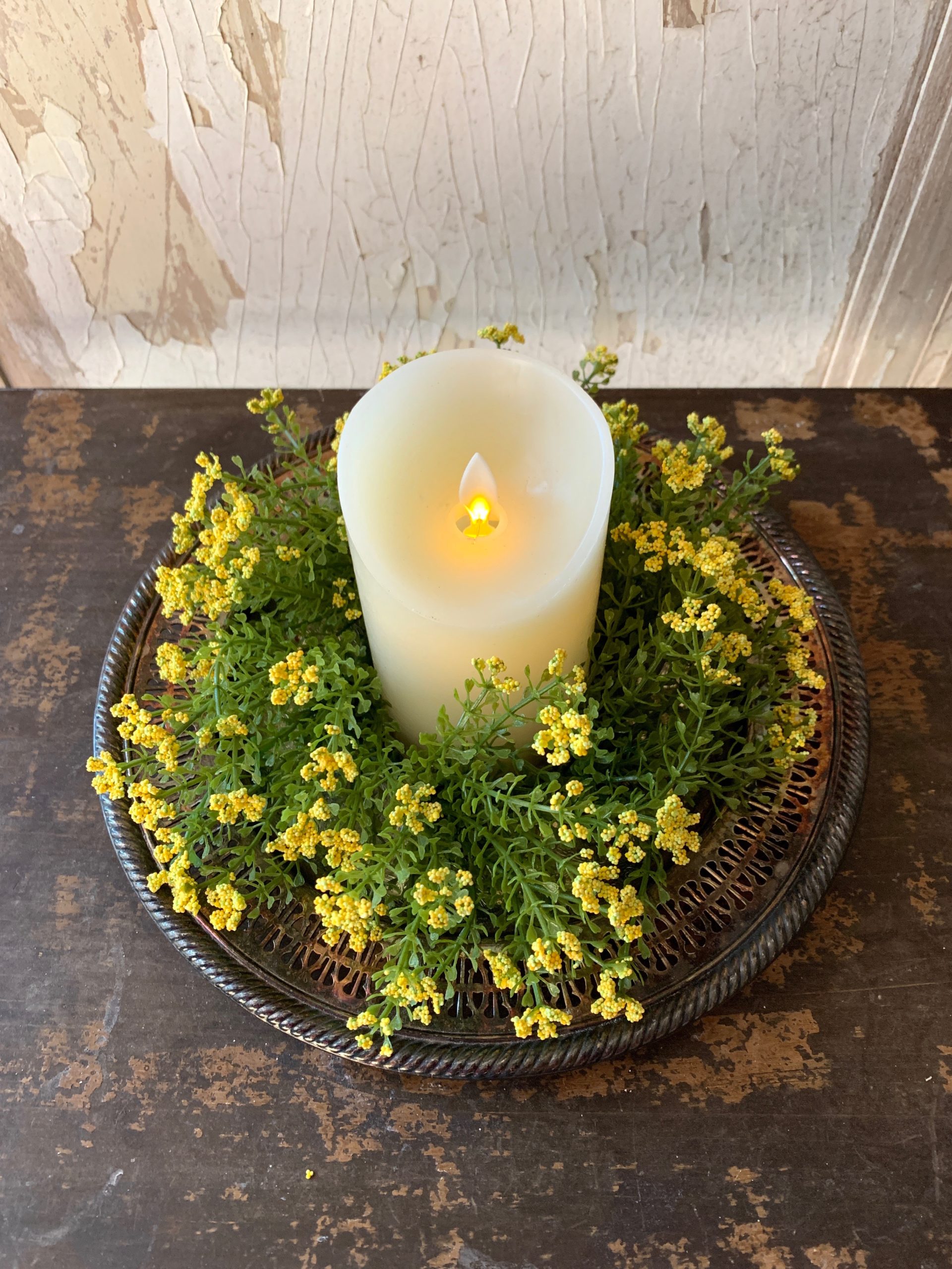 Yellow Astilbe Candle Ring - The Shabby Tree