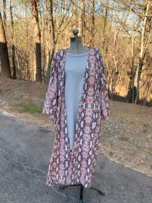 Plus Size Snake Print Kimono - Pink