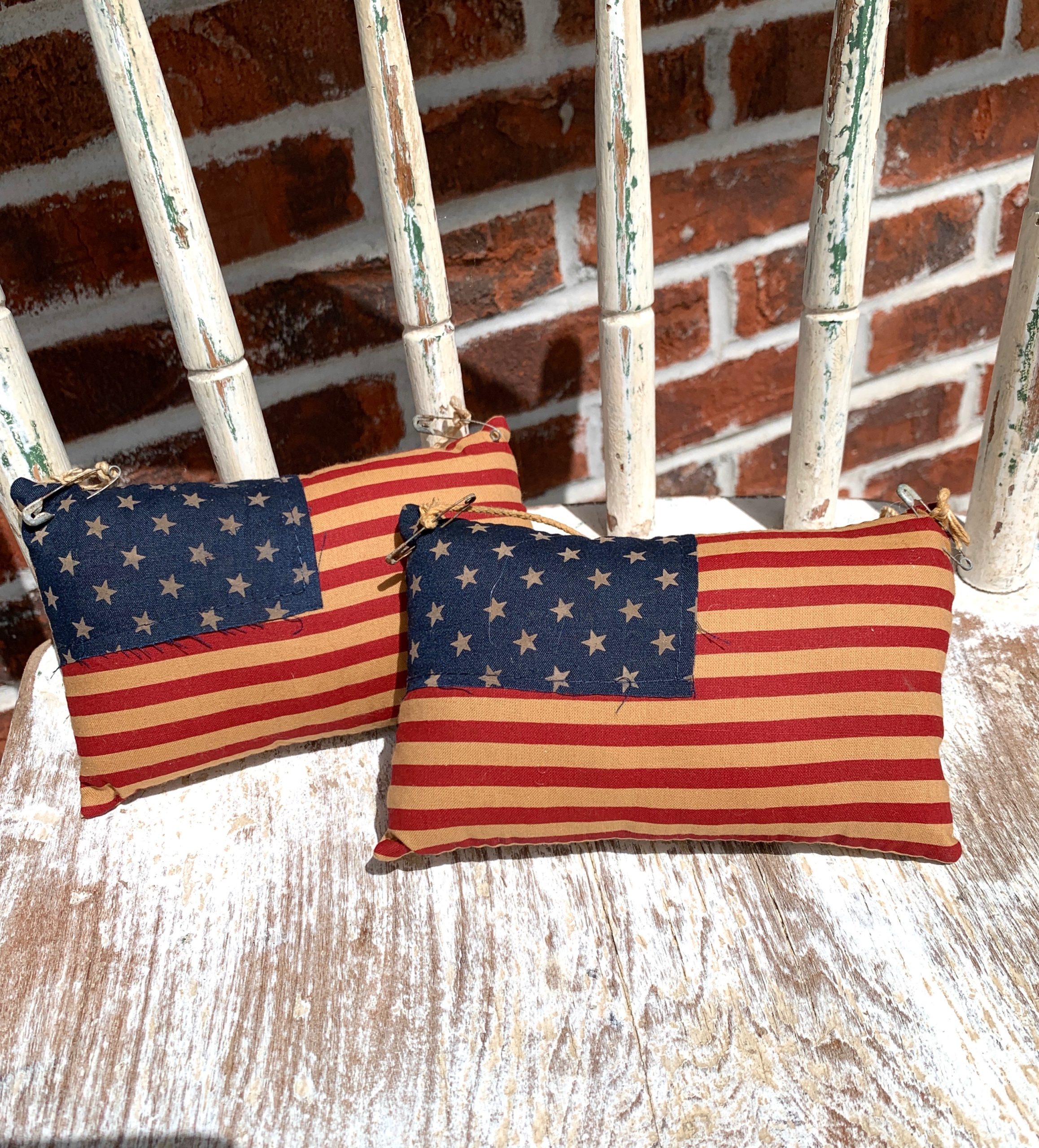 Flag Pillow Ornaments (set of 2) The Shabby Tree