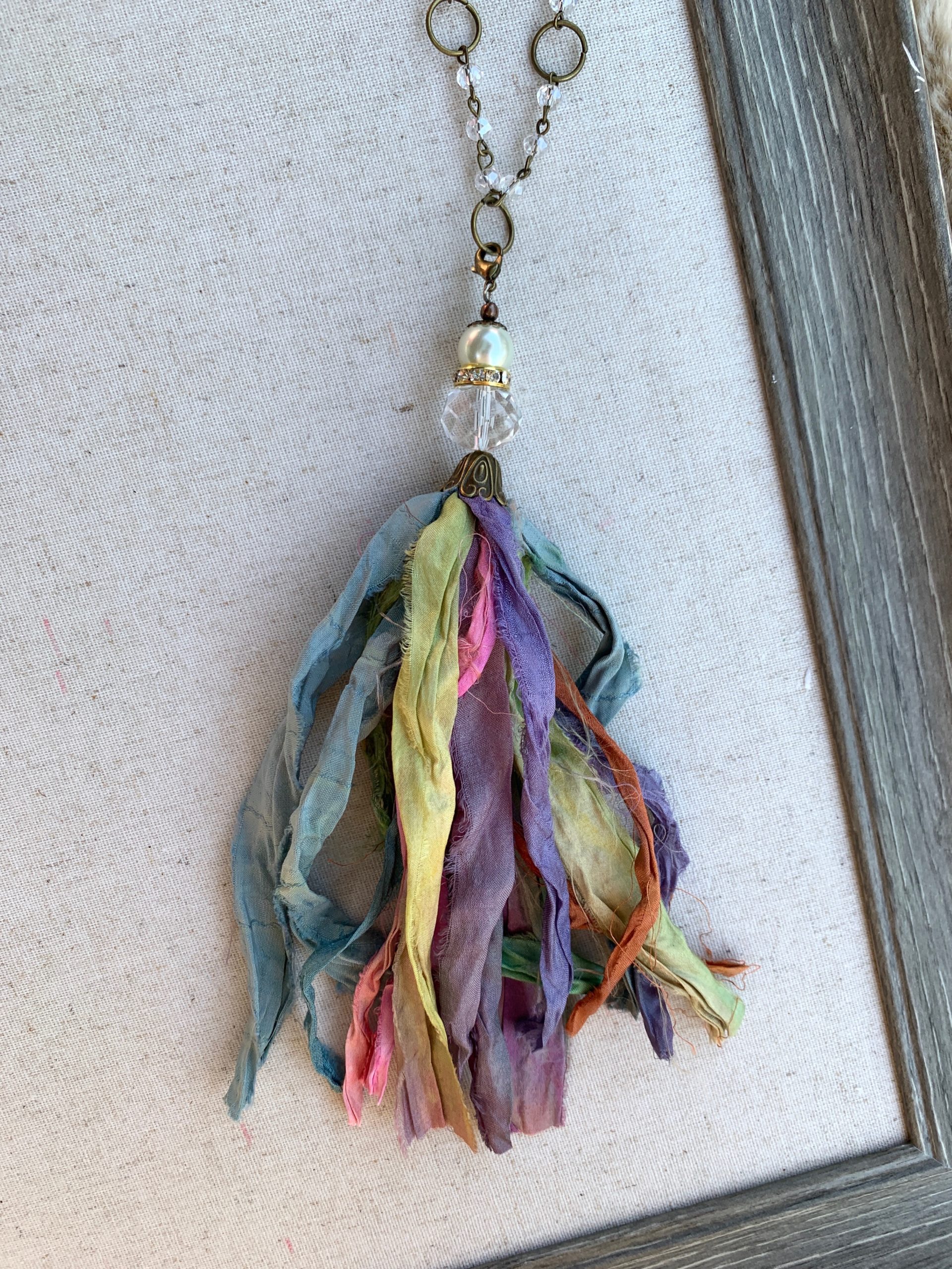 Handmade Rainbow Tassel Necklace On Beaded Chain - The Shabby Tree