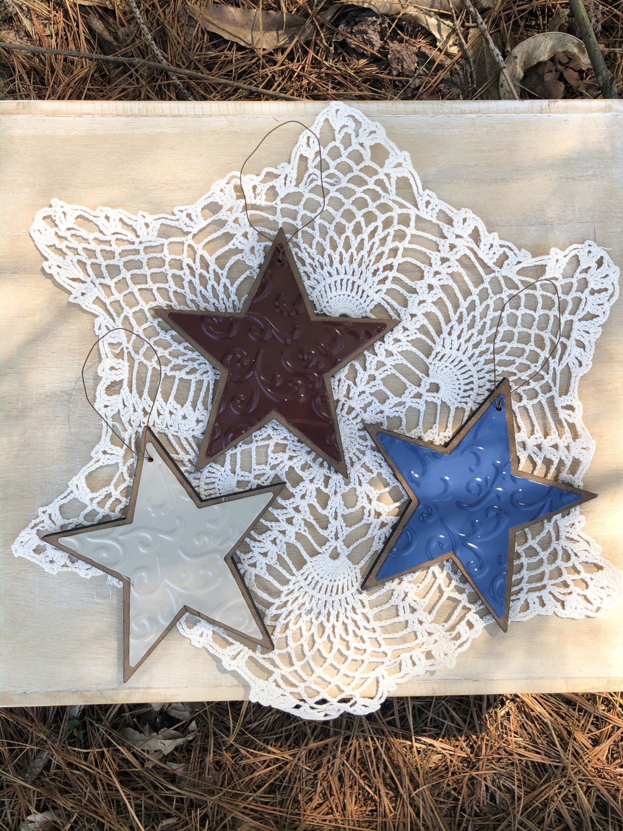 Embossed Metal Star Ornaments Set Of 3 The Shabby Tree