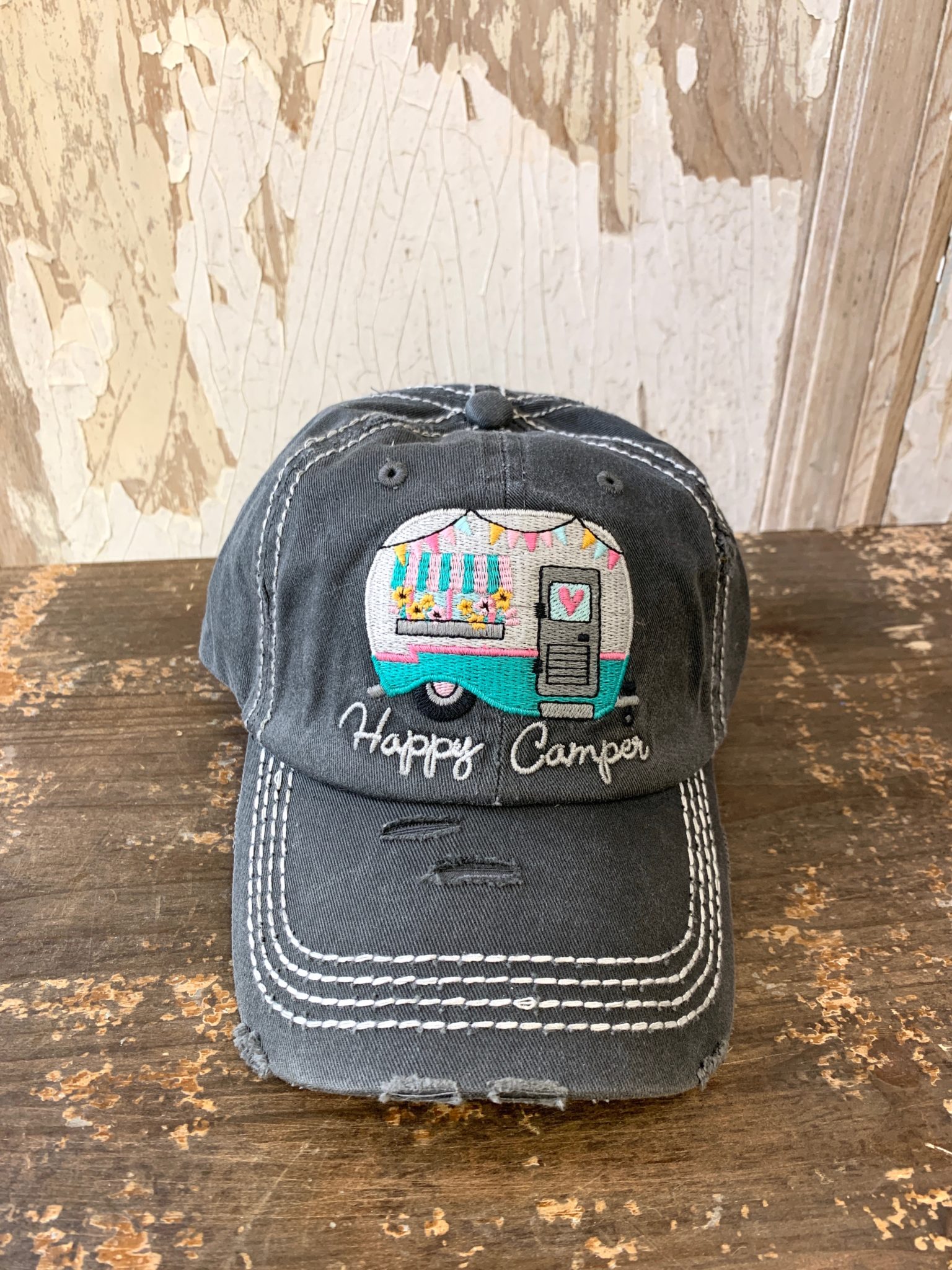 Happy Camper Hat - Black - The Shabby Tree