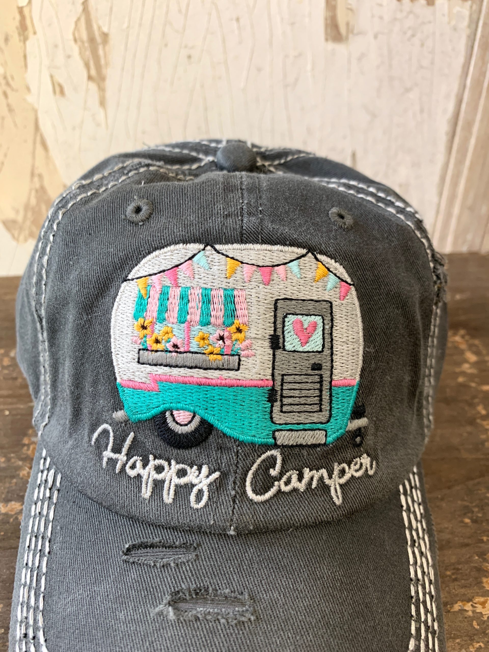 Happy Camper Hat - Black - The Shabby Tree