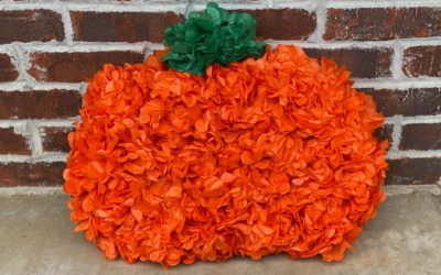 DIY Tissue Paper Pom Pom Pumpkin