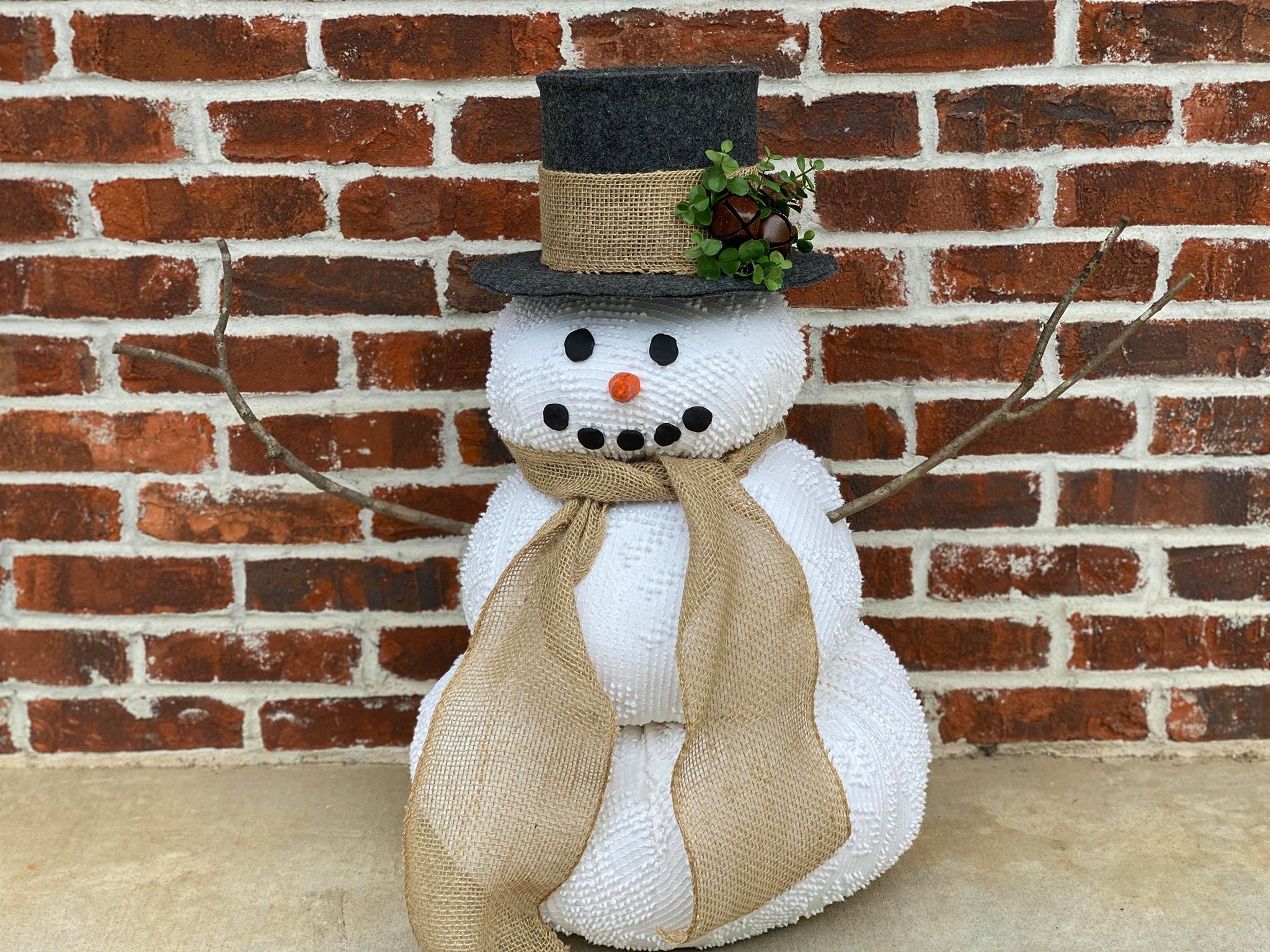 snowman diy craft with white ceramic bowlpompoms