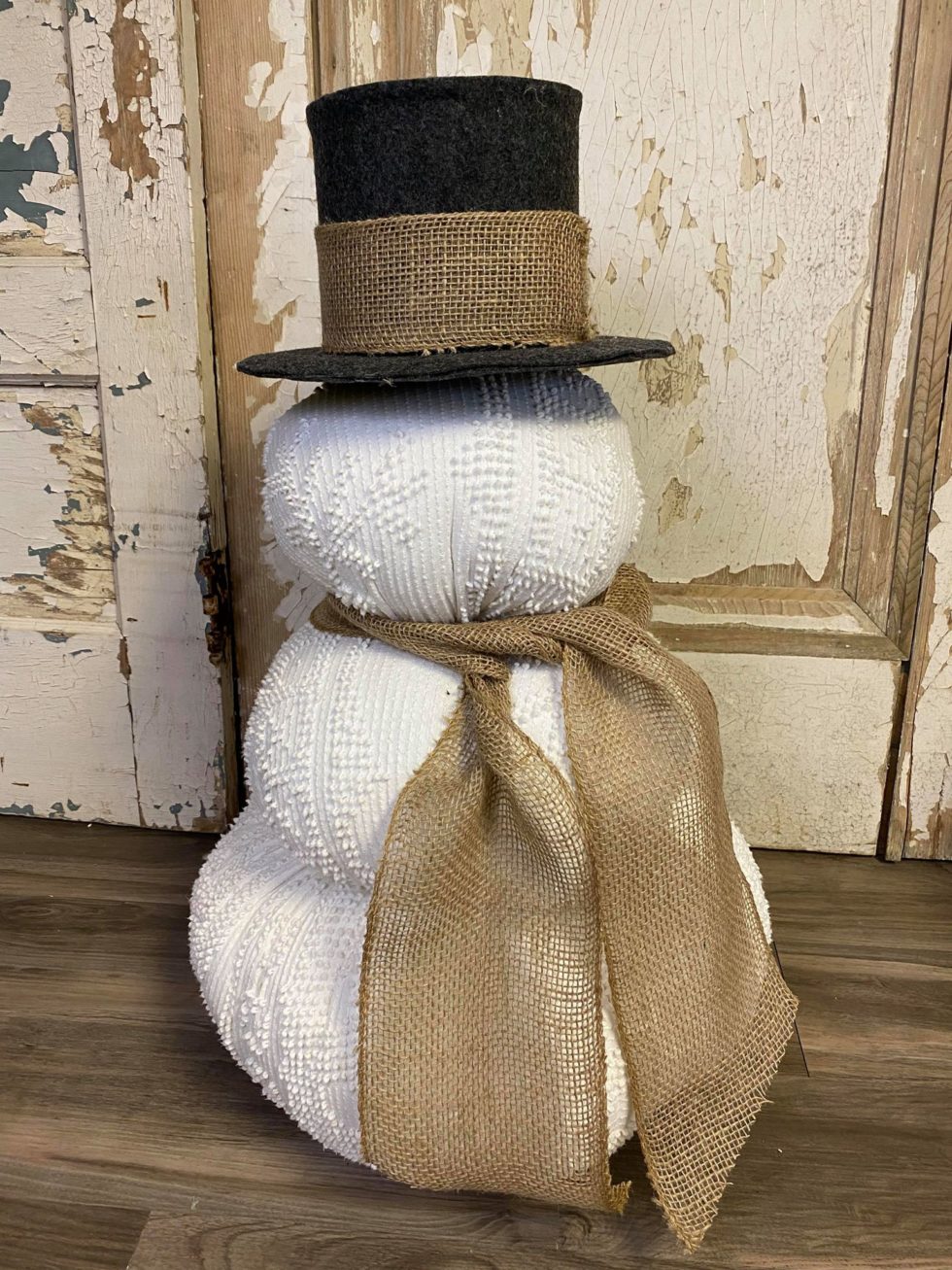 DIY Fabric Snowman - The Shabby Tree