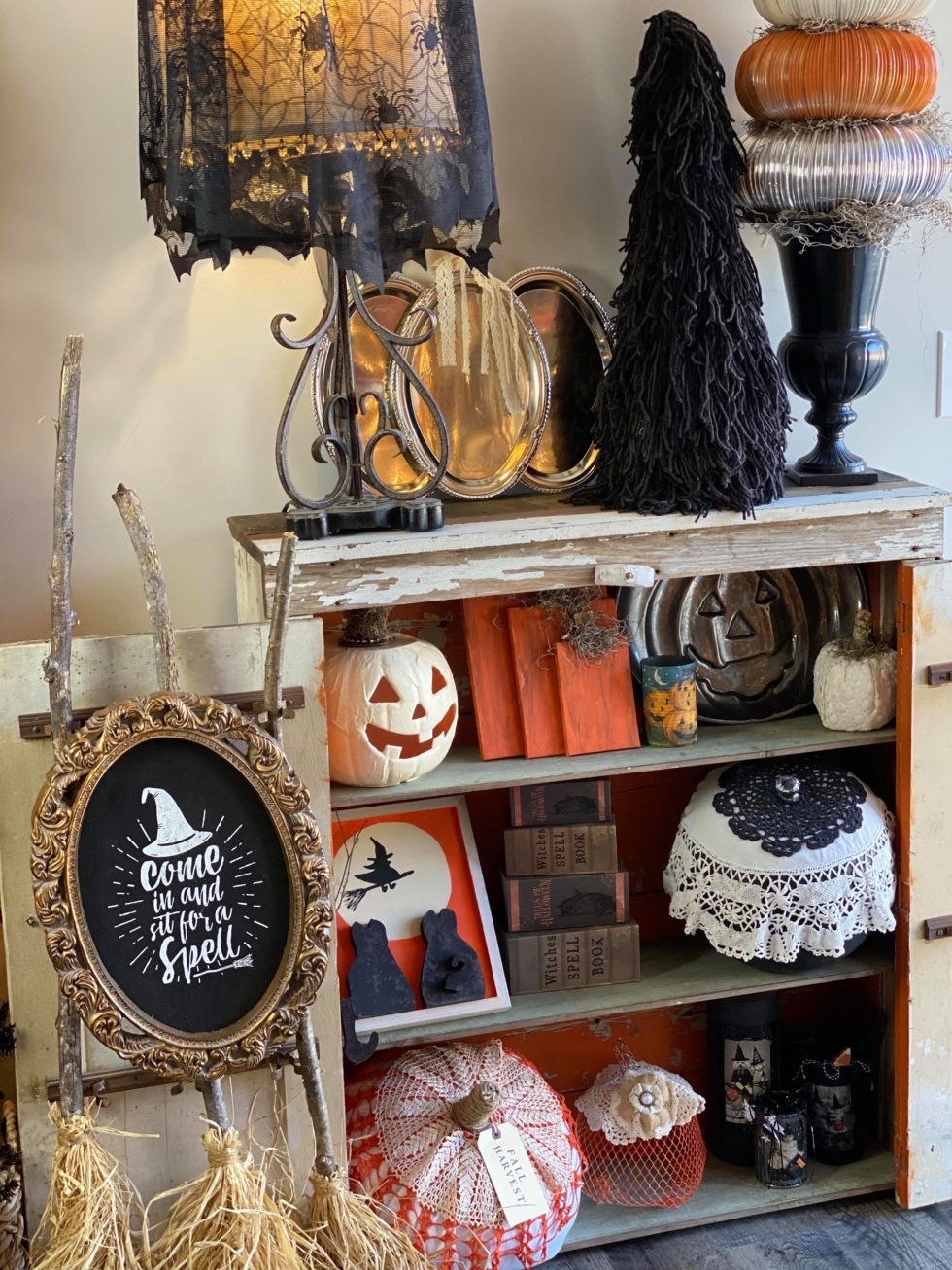 A Peek At My Halloween Cabinet - The Shabby Tree