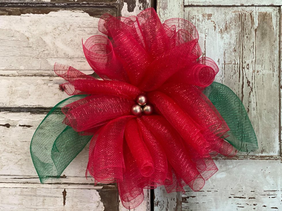 DIY Mesh Ribbon Poinsettia Wreath The Shabby Tree