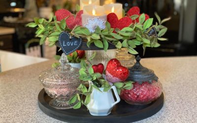 Two Tiered Tray Decorated For Valentine’s Day