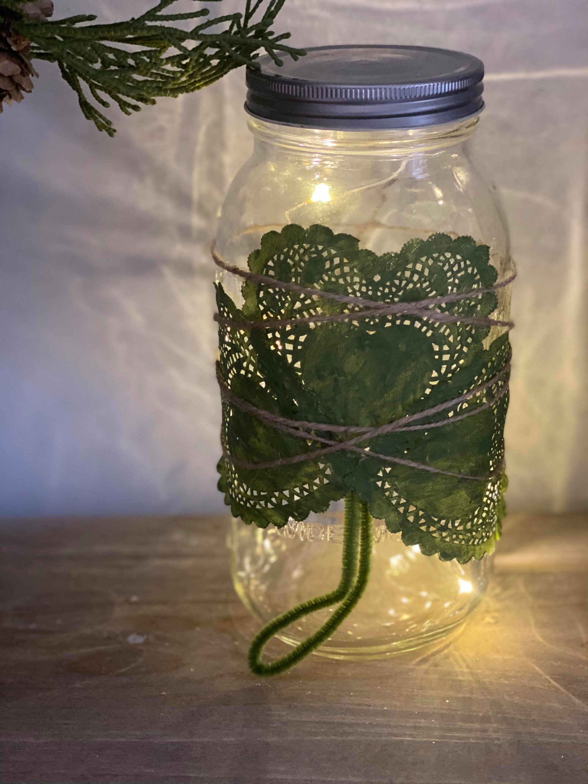 DIY Decorative Glass Jar Light - The Shabby Tree