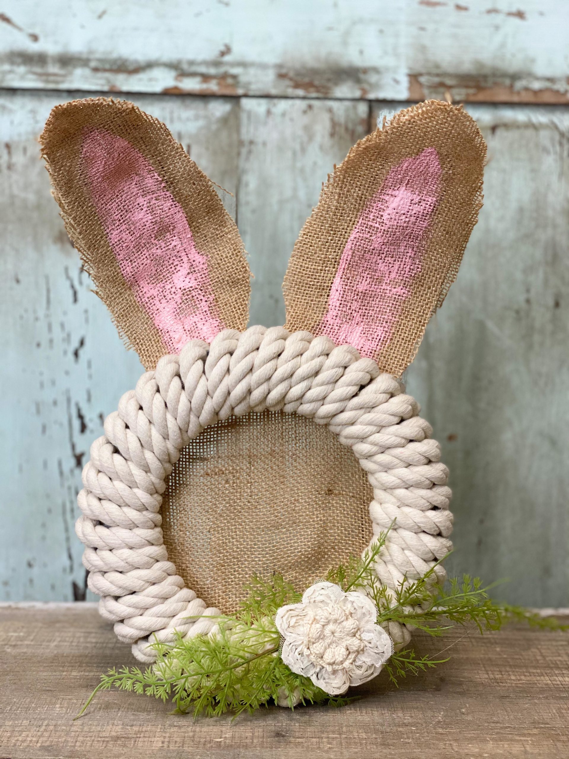 DIY Dollar Tree Wire Wreath Bunny Head - The Shabby Tree