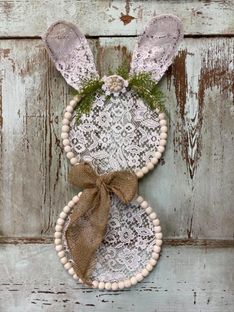 DIY Wood Bead Wreath Bunny - The Shabby Tree