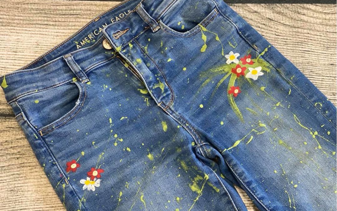 DIY Paint Splatter Jeans - The Shabby Tree