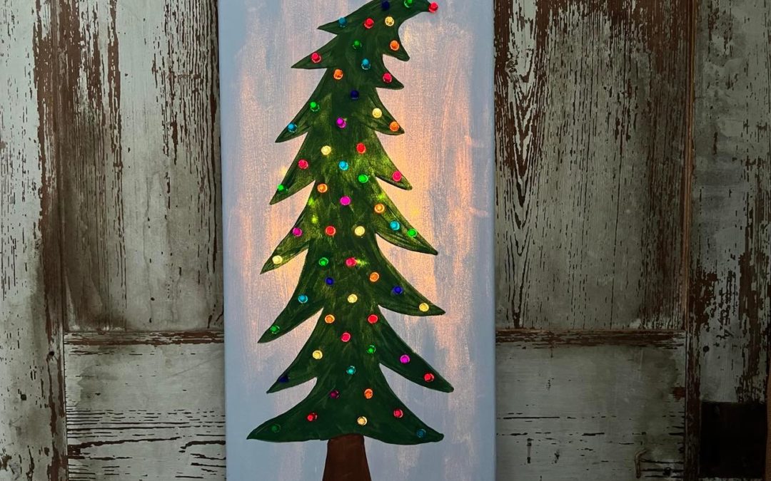 Vintage Christmas Tree On Canvas