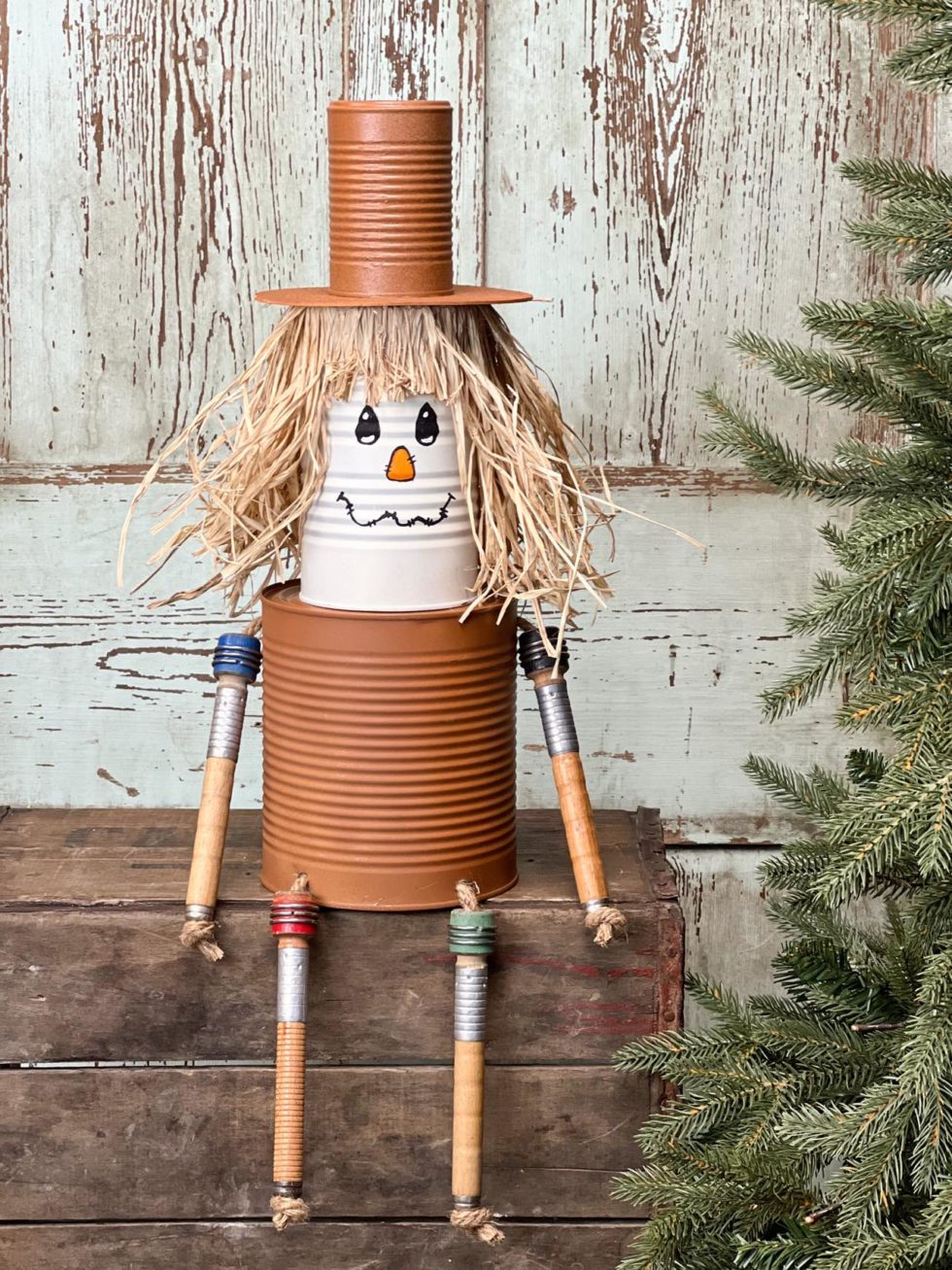 DIY Scarecrow Using Recycled Cans - The Shabby Tree