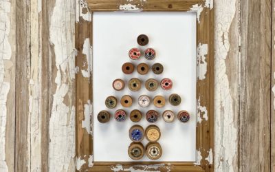 Tree Made From Repurposed Wooden Thread Spools