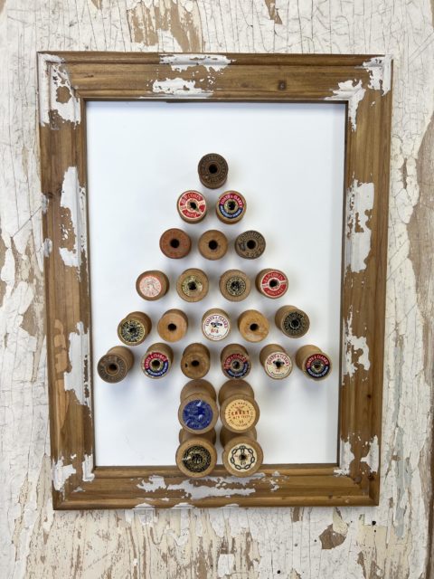 Tree Made From Repurposed Wooden Thread Spools - The Shabby Tree