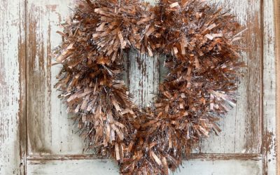 DIY Heart Wreath Using Christmas Tinsel