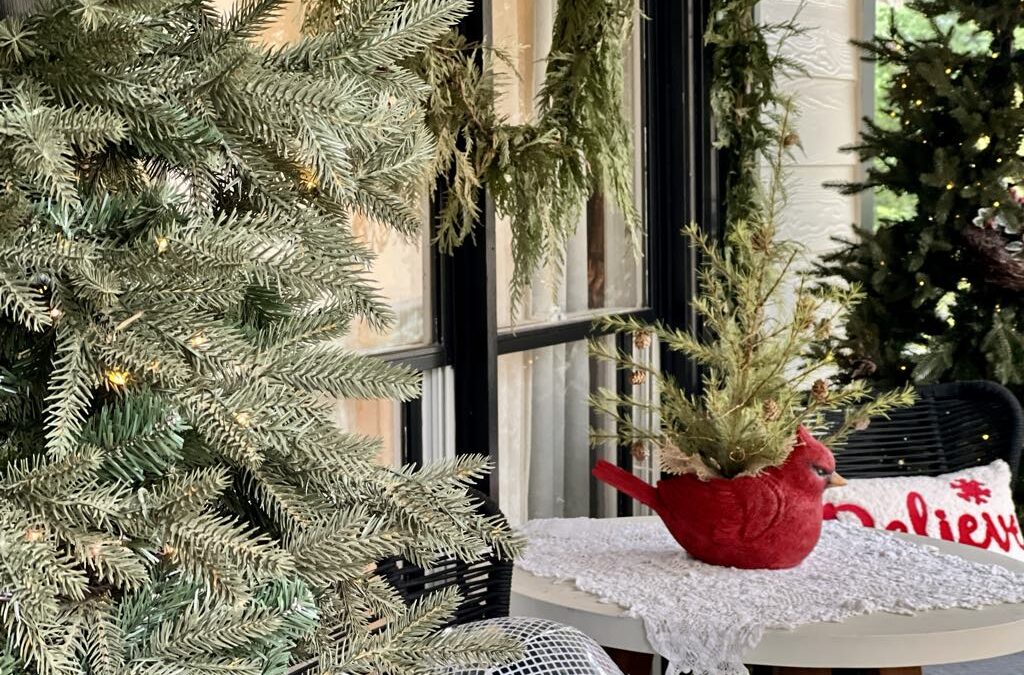 Christmas Front Porch With A Snowflake Theme