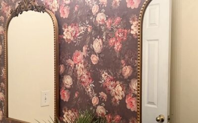 Bathroom Mirror Makeover On A Budget Using Peel And Stick Wallpaper