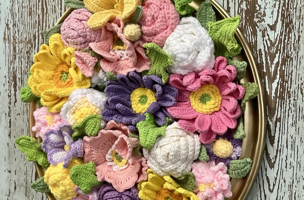 DIY Wall Art Using Crochet Flowers