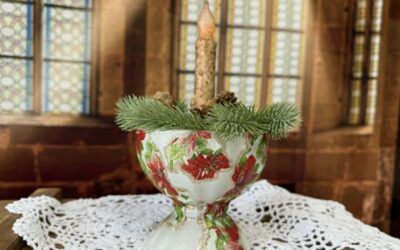 Dollar Tree Glass Bowl Makeover Using A Christmas Napkin